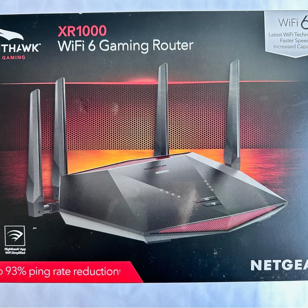 Netgear XR1000 WiFi 6 Gaming Router - Black and Red